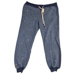 The Great Sherpa Floral Embroidered Cropped Sweatpants Size 0 Blue